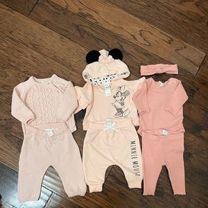 Bundle of Baby Girl Size 0-3 months and 2-4 months Pink Matching Sets